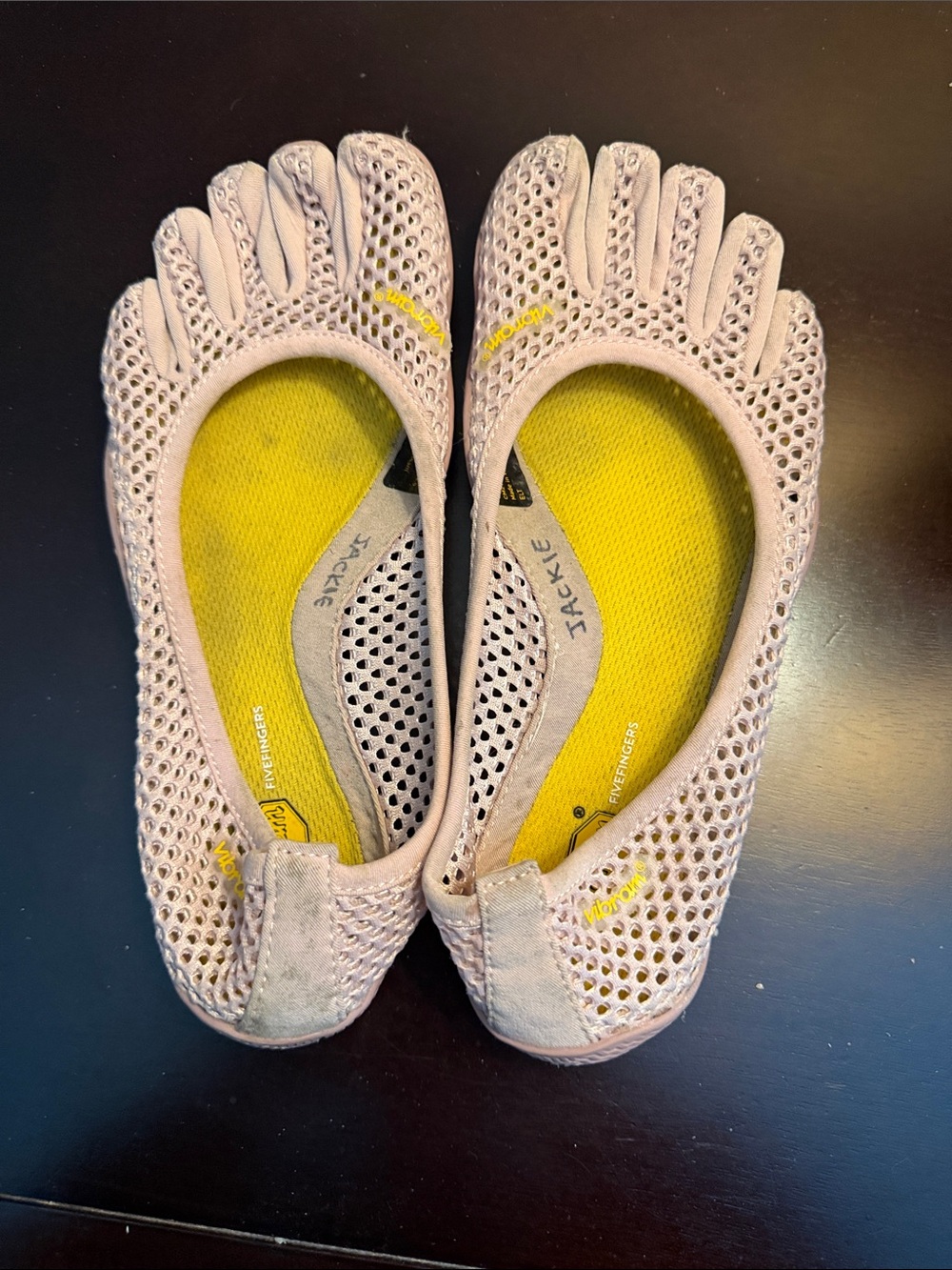 Vibram Women's Light Pink Mesh FiveFingers Toe Shoes with Yellow Insole